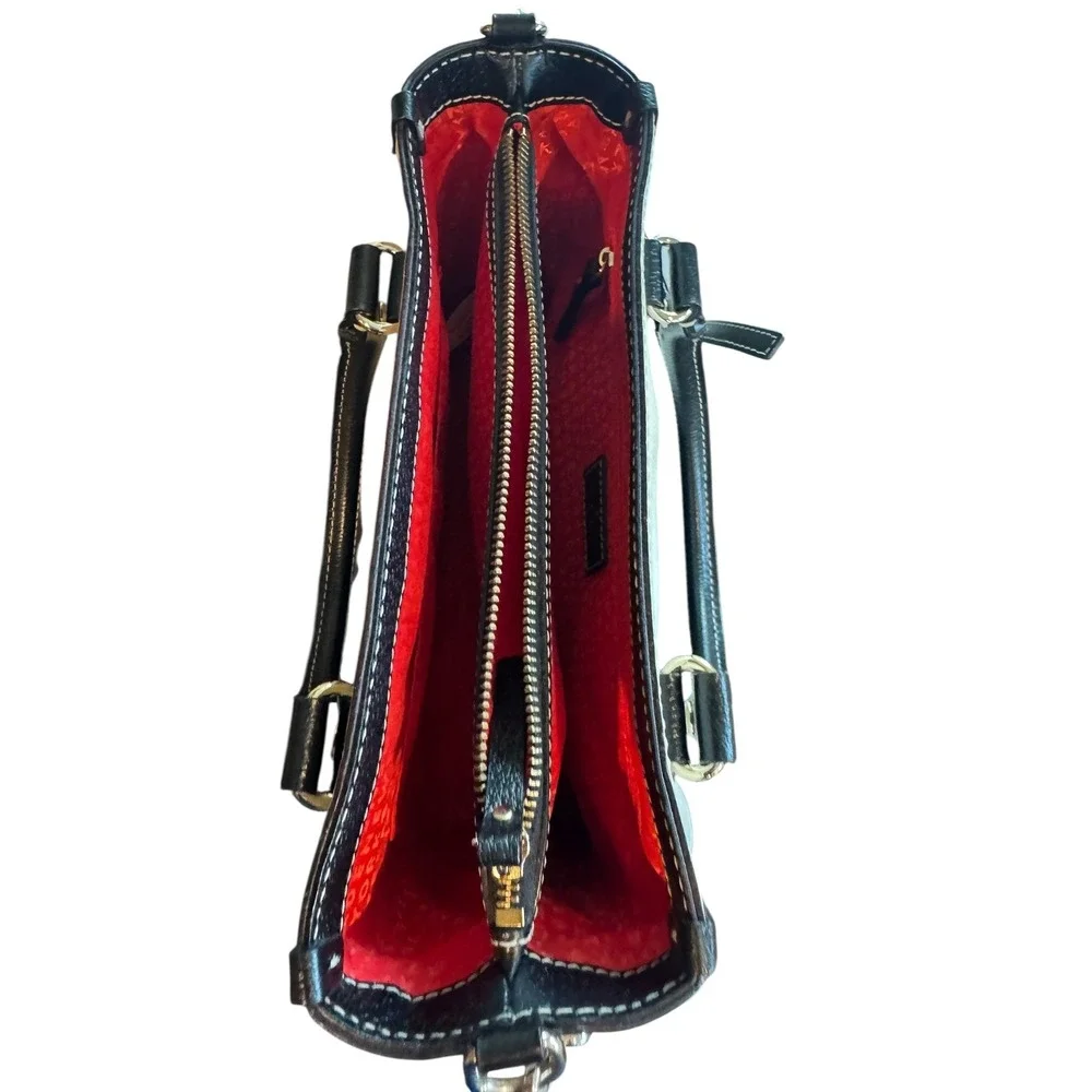 Kate Spade New York Shoulder Strap Black Cream Leather Bag Satchel Red Interior‎